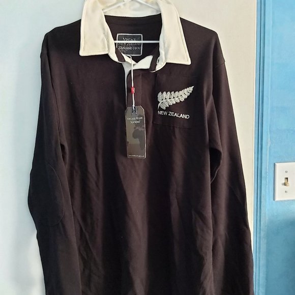 BNT New Zealand LS Black Rugby Polo Shirt - Picture 10 of 10
